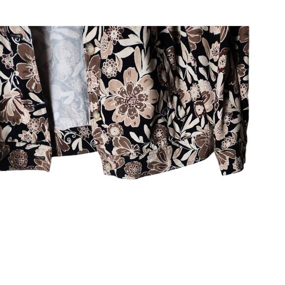 Haymaker Vintage Beige Floral 100% Cotton Button Jacket Long Sleeve Womens Large - Picture 9 of 15